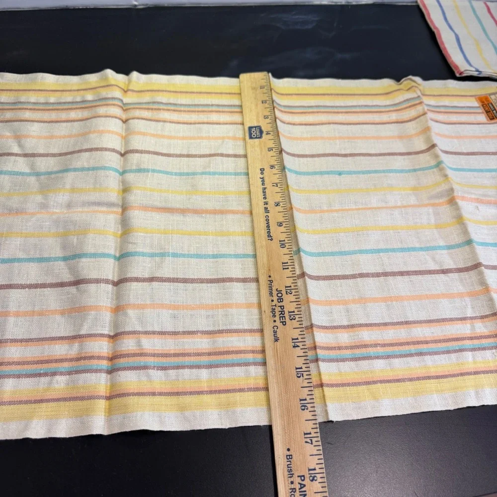 Magda Tea Towels Set of 2 Multi-Color Vintage Linen Cotton Polish Stripes